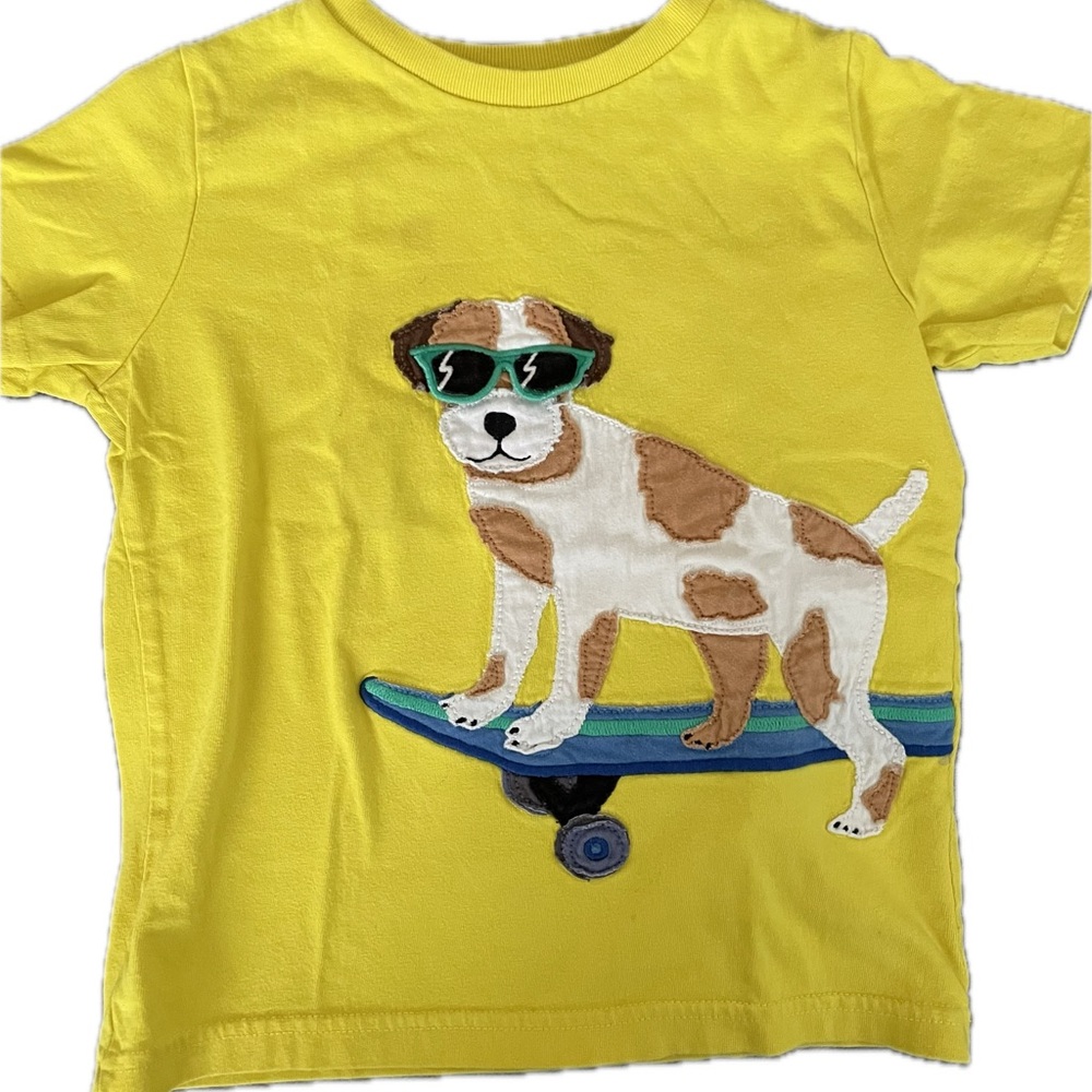 Mini Boden Yellow Tee with Skateboarding Dog